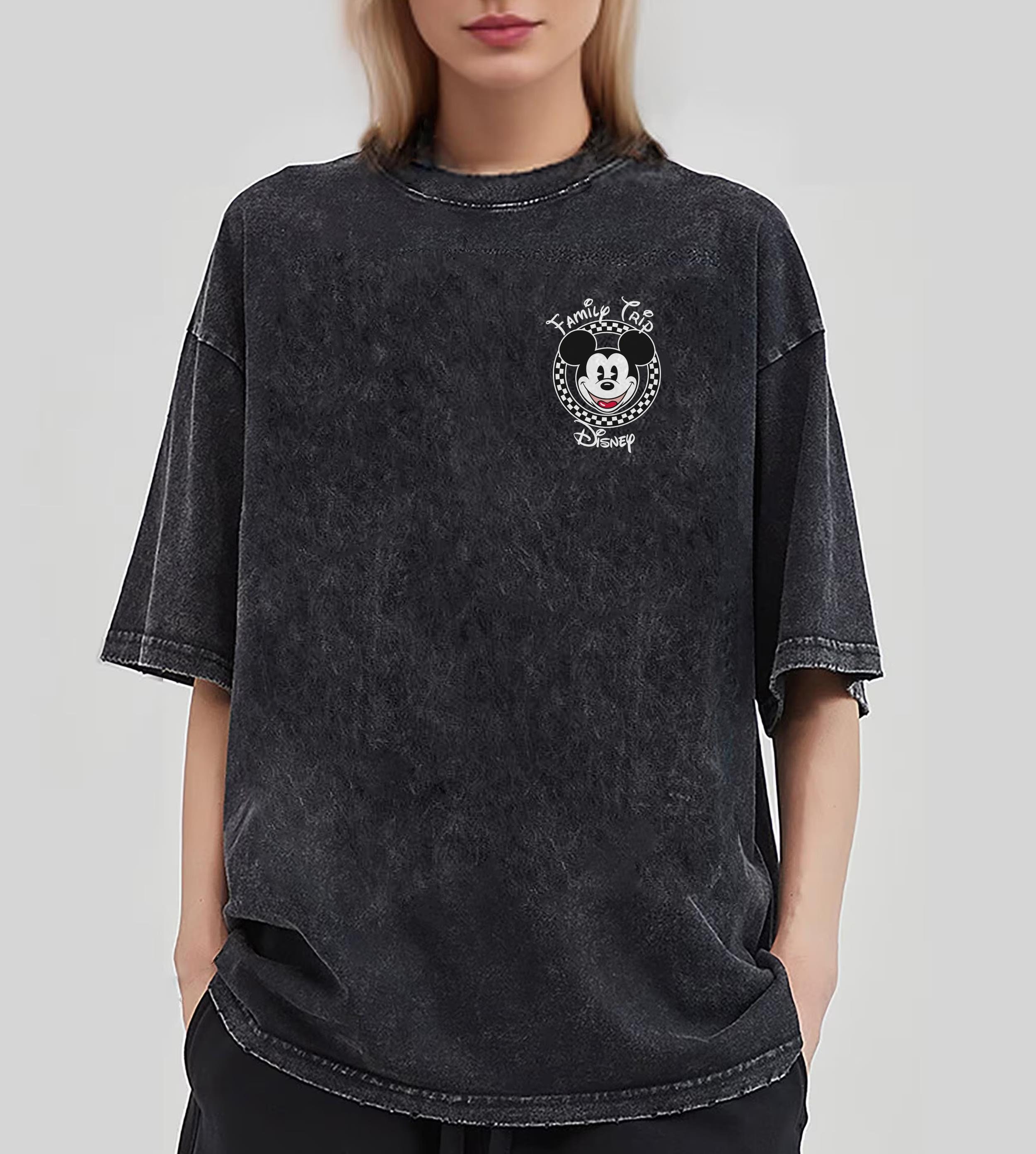 Discover Custom Disney Family Vacation Shirt, Mickey Checkered Disney Castle Mineral Wash T-Shirt