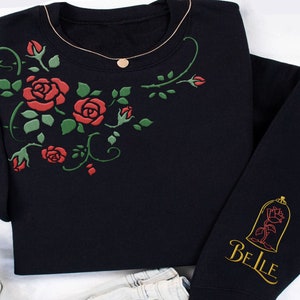 Embroidered Beauty and The Beast Belle Enchanted Rose Sweatshirt, Disney Princess Embroidery Shirt, Magic Kingdom Park, Disneyland Trip