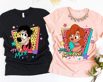 Retro 90s A goofy Movie Couple Her Max His Roxanne Comfort Colors Shirt,  Couple Matching T-shirt, 2024 Trip, Gift For Him Her