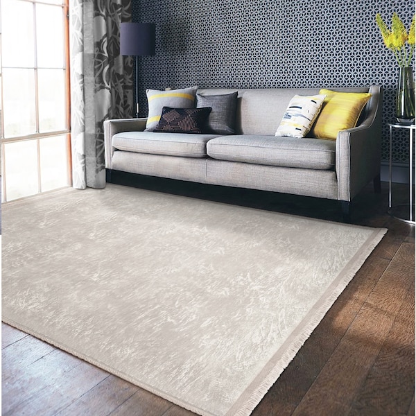 Beige non-slip rug|Cream living room carpet|Soft dining room carpets|Fringed rectangle rugs|Washable entrance mat|Digital printed carpet