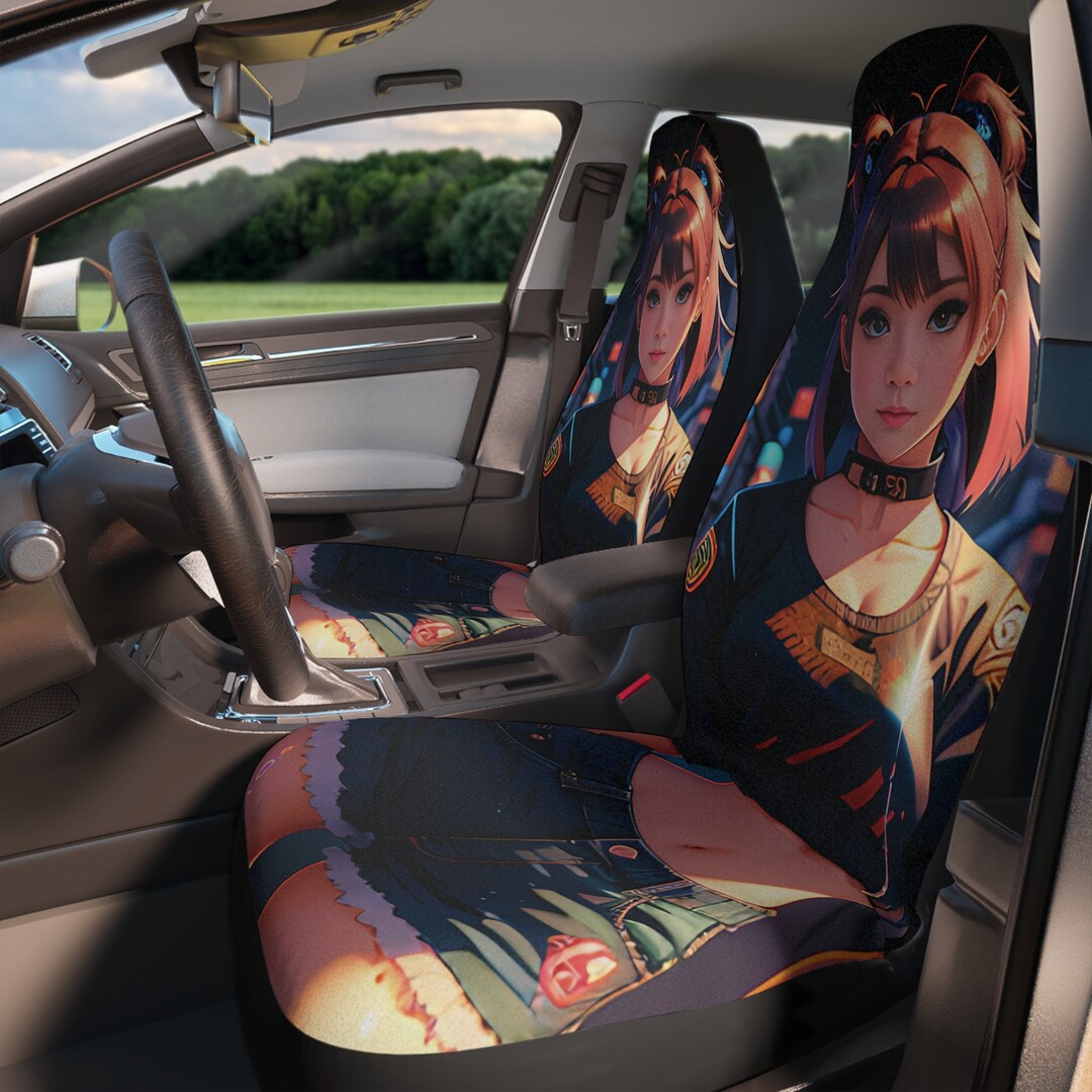 Anime Girl Car Seat Covers, Japanese Vehicle Seating Protector, Automotive Chair Shield, Vehicle