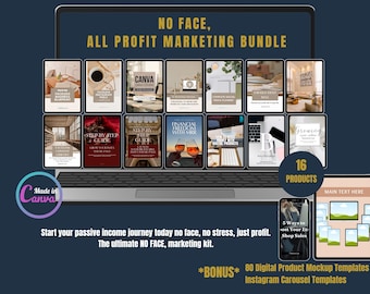 Faceless Business Marketing Bundle: MRR, Canva Templates (Digital Download), 1000 Value Digital Products, Passive Income, Online Business