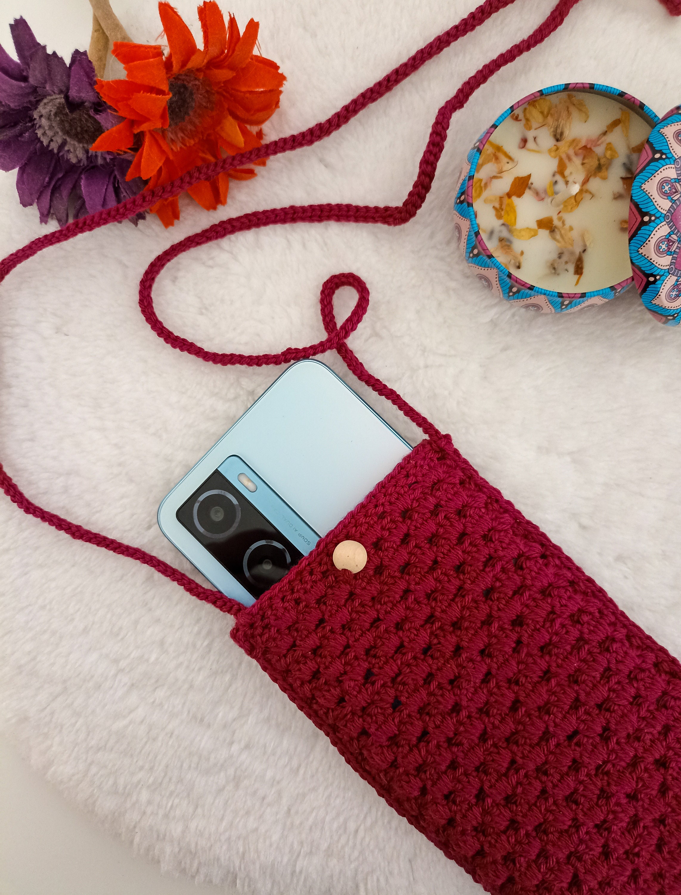 Cell Phone Bolsas Para Celular Tejidas A Crochet Funda Móvil