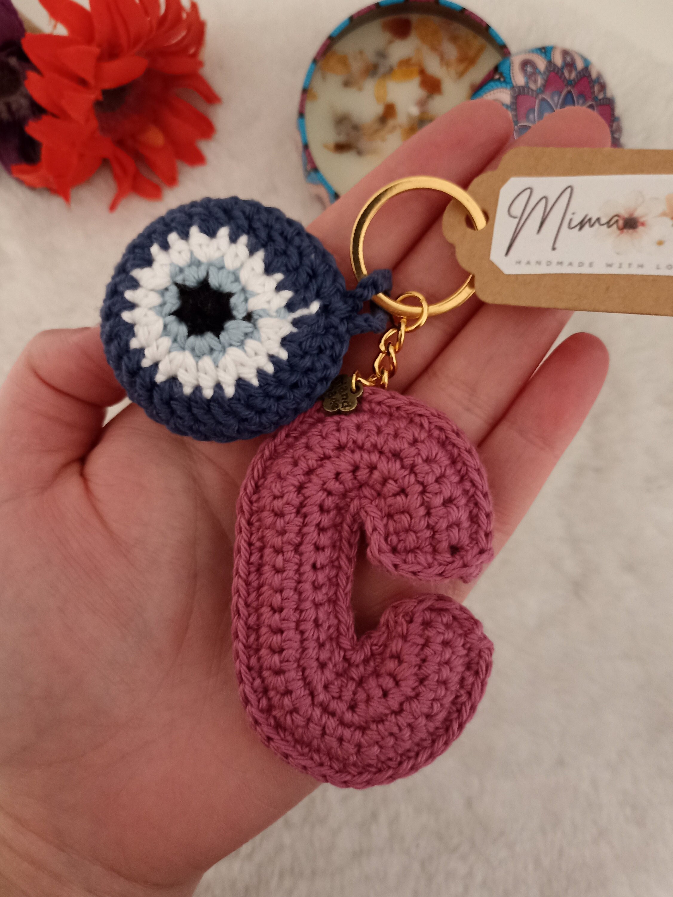 Crochet Name Patterns Crochet Name Keychain R' Initial Handmade
