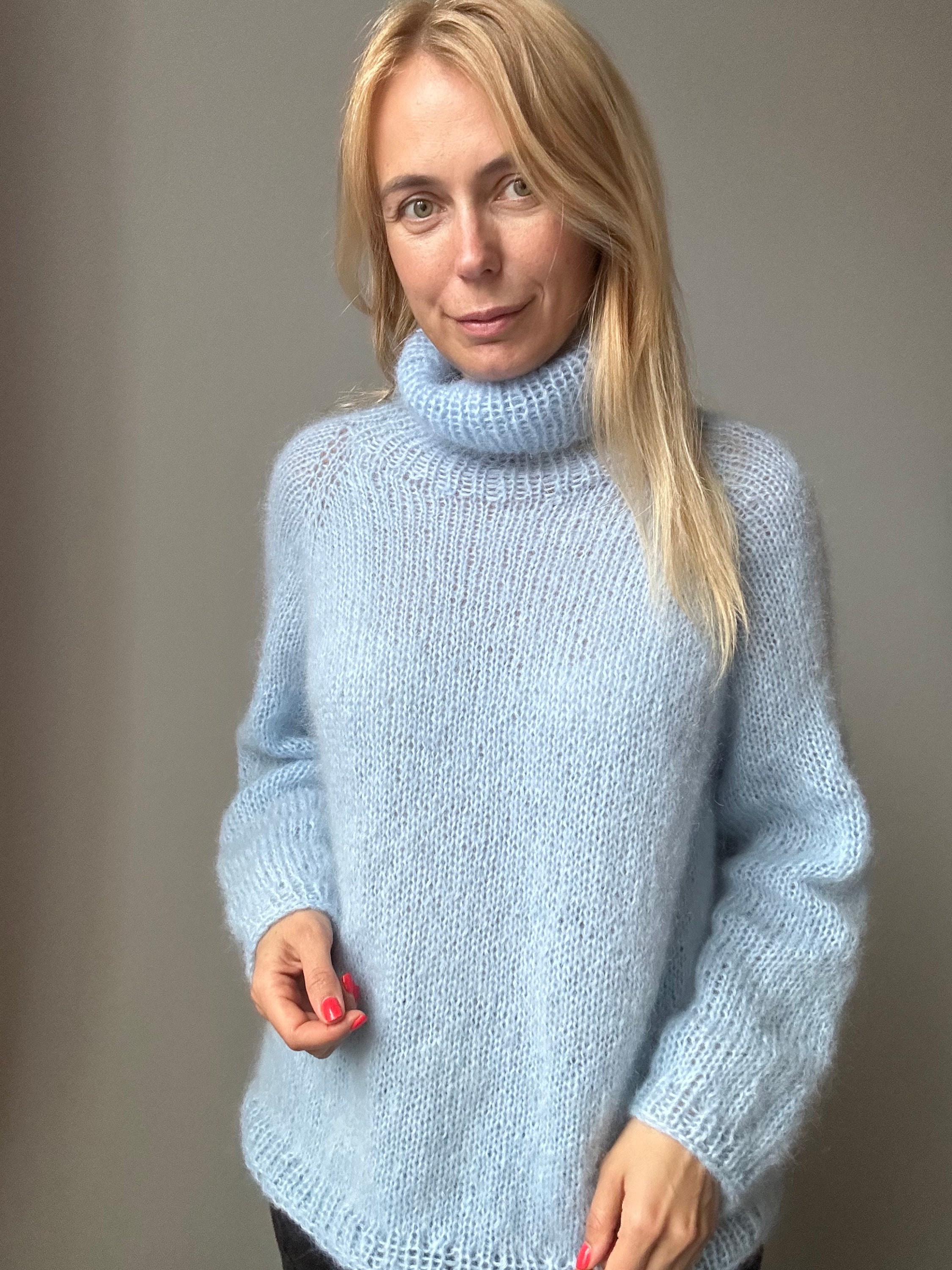 Mohair Sweater Oversized Turtleneck Sweater Wool Sweater - Etsy