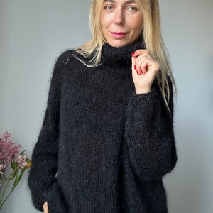 Mohair Sweater, Fuzzy Sweater, Oversized Turtleneck Sweater, Chunky sweater, Wool Sweater, Winter Pullover, Loose sweater, 100% Hand Made