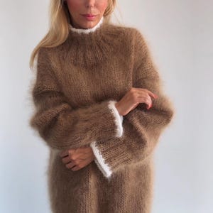 Mohair Long Sweater, Fuzzy Sweater, Oversized Loose Sweater, Chunky sweater, Wool Winter Mohair dress, Loose mohair tunic, 100% Hand Made
