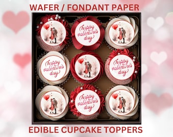 Valentines day edible cupcake toppers