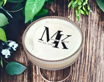 Edible wedding drink toppers, three different sizes and two different design options