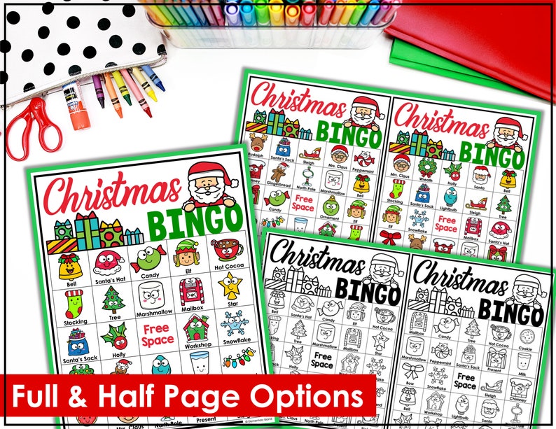 Christmas Bingo Printable Game with 26 original bingo cards, Christmas Classroom Activity, Kids or Adults Christmas Party Game image 5