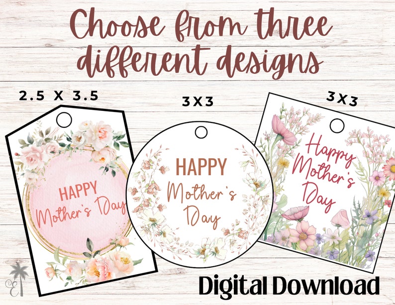 Mothers Day Gift Tag, Hang tag for Mom, 1st Mothers Day, Printable Happy Mothers Day Tags, Round tags for Mothers Day Mason Jar Topper image 3
