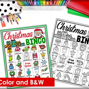 Christmas Bingo Printable Game with 26 original bingo cards, Christmas Classroom Activity, Kids or Adults Christmas Party Game image 4