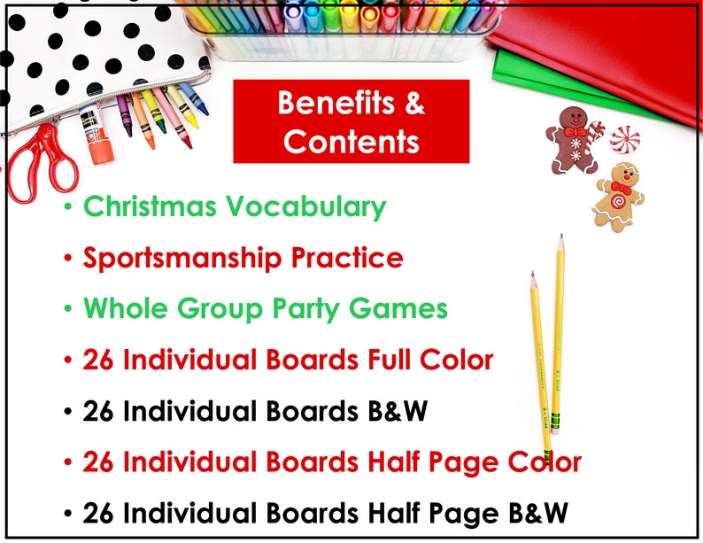 Christmas Bingo Printable Game with 26 original bingo cards, Christmas Classroom Activity, Kids or Adults Christmas Party Game image 3