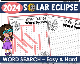 Solar Eclipse 2024 Word Search, Printable Total Solar Eclipse Download, Solar Eclipse Activity Sheets for Children, Fun Solar Eclipse Sheet