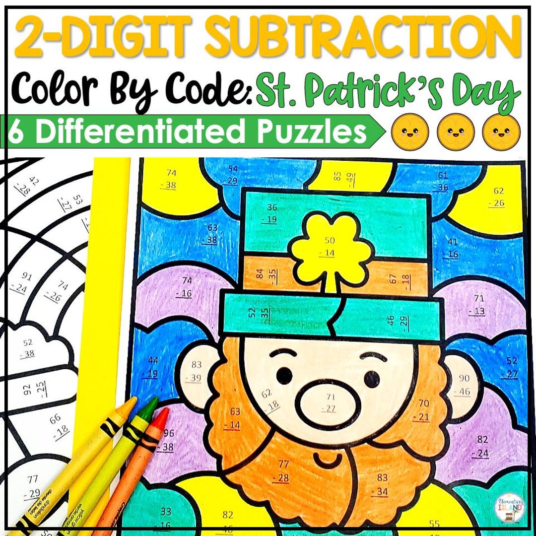 St Patricks Math Activities, Color by Number Subtraction Worksheets ...