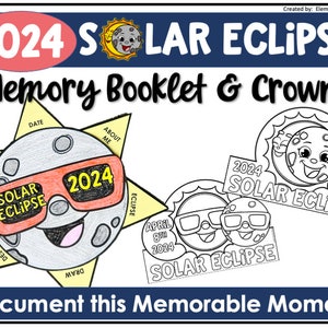 Solar Eclipse 2024 Memory Book, Printable Total Solar Eclipse Download, Fun Solar Eclipse Activity Sheets for Children, Solar Eclipse Crown