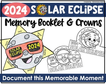 Solar Eclipse 2024 Memory Book, Printable Total Solar Eclipse Download, Fun Solar Eclipse Activity Sheets for Children, Solar Eclipse Crown