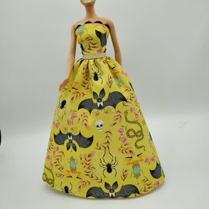 Handmade Halloween Doll Gown: Retro Mod Fashion Doll Clothes