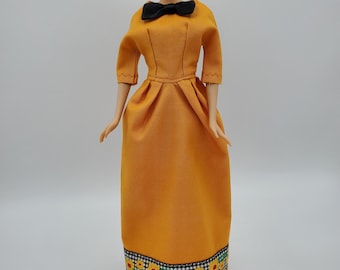 Handmade 1960s Style Doll Dress: Retro Mod Fashion Doll Clothes
