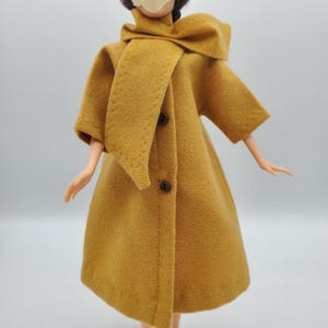 Handmade 1960s Style Doll Coat: Retro Mod Fashion Doll Clothes