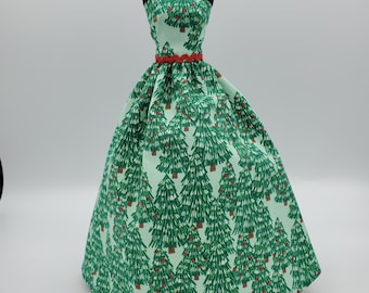 Handmade Christmas Doll Dress: Retro Mod Fashion Doll Clothes