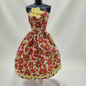 Handmade Floral Doll Dress: 11.5 inch Fashion Doll Clothes