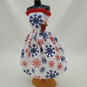 Handmade Christmas Snowflake Doll Dress: 11.5 inch Fashion Doll Clothes