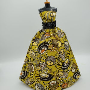 Handmade Halloween Doll Ball Gown: Retro Spider Print, 11.5 inch Fashion Doll Clothes