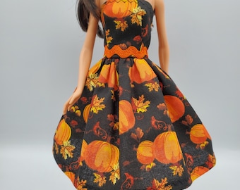 Handmade Halloween Fashion Doll Dress: Retro Mod Style, 11.5 inch