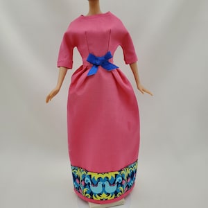 Handmade 1960s Style Doll Dress: Pink Gown for 11.5&quot; Fashion Doll