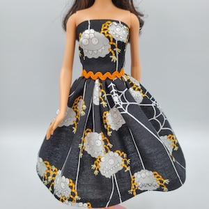 Halloween Doll Dress, handmade 11.5 inch fashion doll clothes, 1/6 scale, retro mod style doll clothes