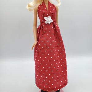 1970s Style Doll Dress, handmade 11.5 inch fashion doll clothes, 1/6 scale, retro mod style doll clothes, doll sundress halter dress