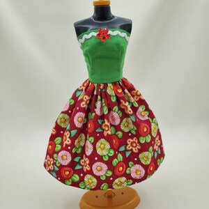 Handmade Christmas Doll Dress: 11.5 inch Fashion Doll Clothes