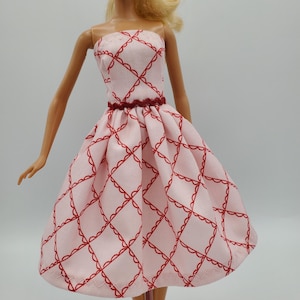 Handmade Fashion Doll Dress: Retro Mod Pink Print, 11.5 inch
