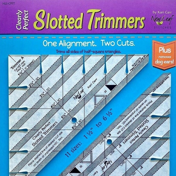 Clearly Perfect Slotted Trimmers by New Leaf Stitches - Quilting Tool for Fabric Cutting - Quilting Ruler Template and Stencil