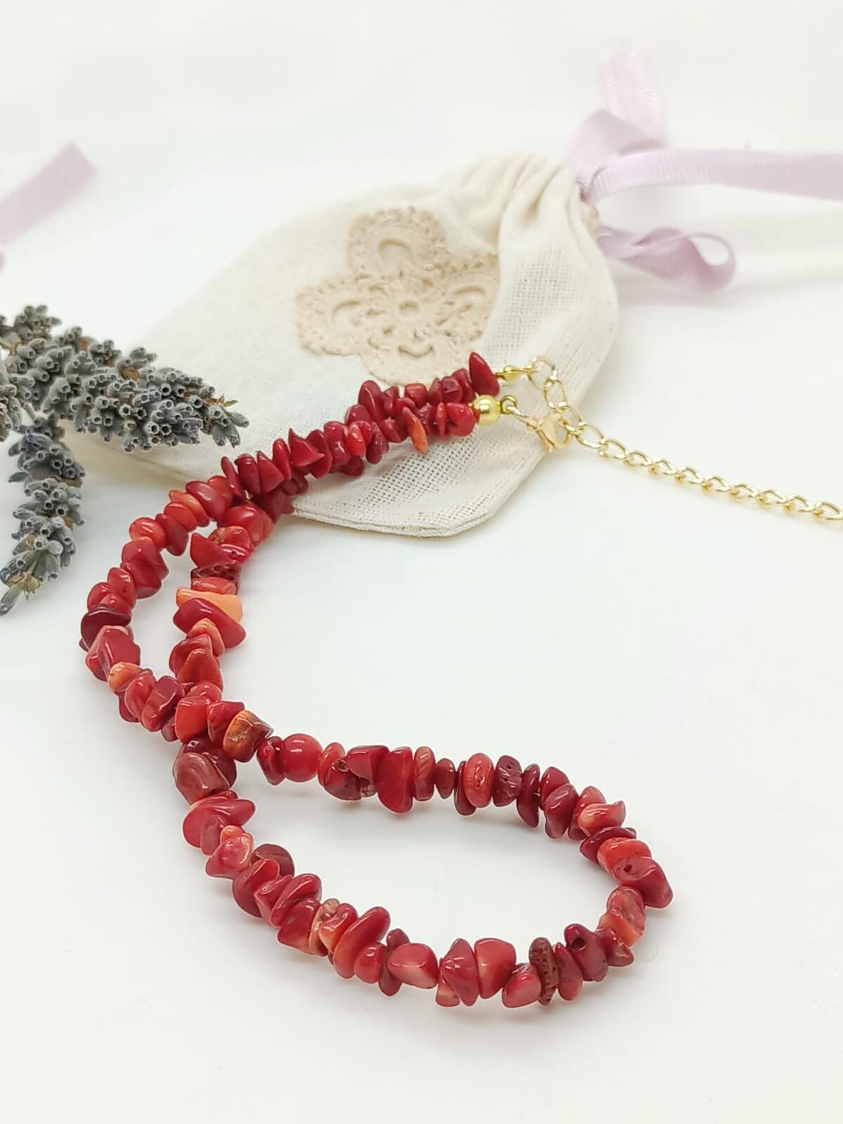 赤珊瑚ネックレス：手作り天然石ジュエリー、愛の象徴 - Etsy 日本