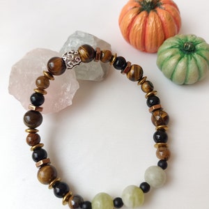 Healing Bracelet with Tigers Eye, Onyx, Jade Stones, Triple Protection Stretch Bracelet, Evil Eye Bracelet, Gift For Him, Father&#39;s Day Gift