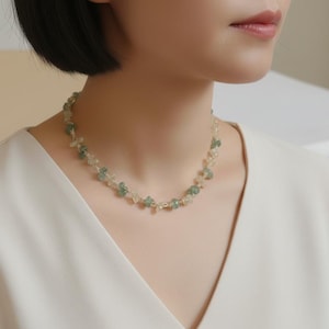Collar de citrino y jade: talismán de piedras preciosas hecho a mano