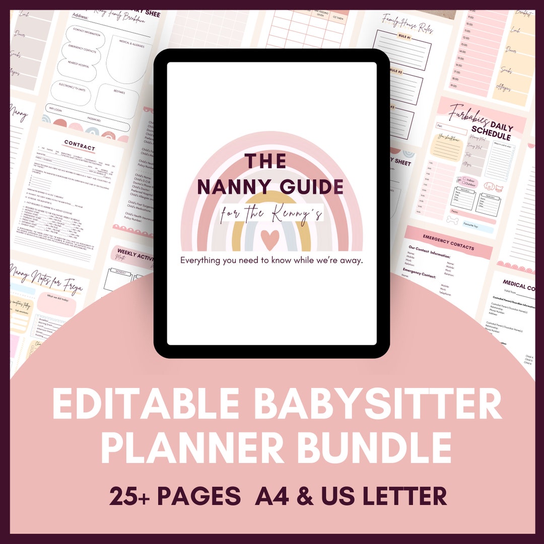 Editable Babysitter Planner Printable Personalized Babysitter - Etsy