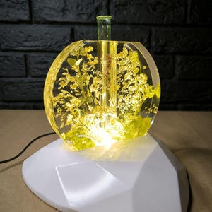 Epoxy Resin Table Lamp, Handmade Decor Epoxy Lamp, Unique Handmade Gift for Room Decor, Resin Night Light Gift  Home Decor Lighting Flowers