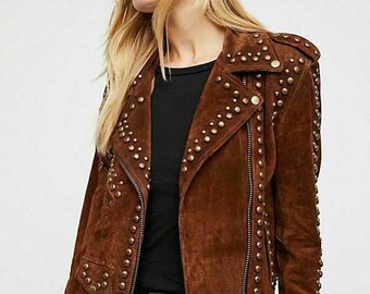 Women's Genuine Pure Soft Brown Suede Handmade  leather jacket women Suede Trucker Jacket Ladies-Women Western Brown Suede Leather Wear