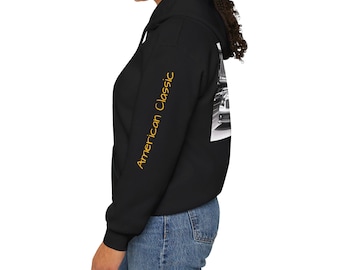 Oldtimer Hoodie, Skizze Kunst Hot Rod Sweatshirt, Unisex Pullover, gemütliches Geschenk für Auto-Liebhaber, Herren & Damen Pullover