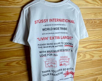 Camiseta vintage con logo grande de Stussy, talla S