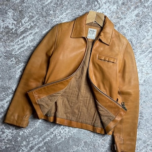 Veste en cuir vintage Timberland pour femme - Taille 38 - Marron - Style classique