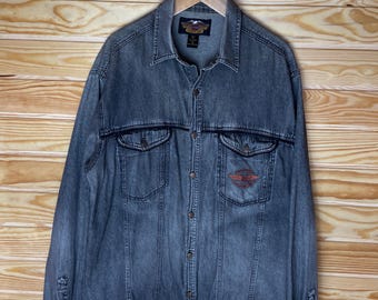 Camisa vaquera vintage Harley Davidson de los años 80, talla XL