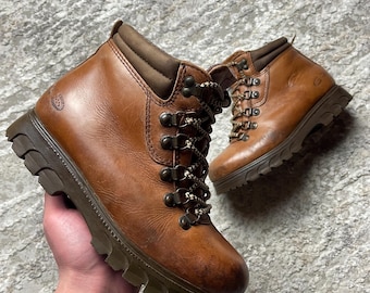 Botas de montaña vintage Gripfast Niagara de piel marrón, fabricadas en Portugal, talla 40