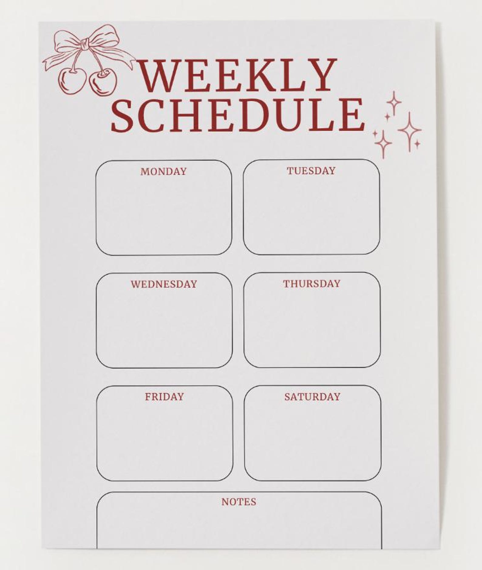 Editable Weekly Planner Template: Chic Cherry Design (canva Digital ...