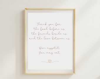 Kids Mealtime Prayer Sign Cursive 8.5x11