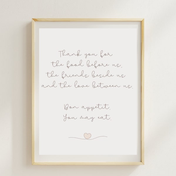 Kids Mealtime Prayer Sign Cursive 8.5x11