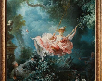 The Swing Painting Framed Print | Dark Academia Decor | Antique Oil Painting | Colorful Rococo Art | Jean-Honoré Fragonard | #158